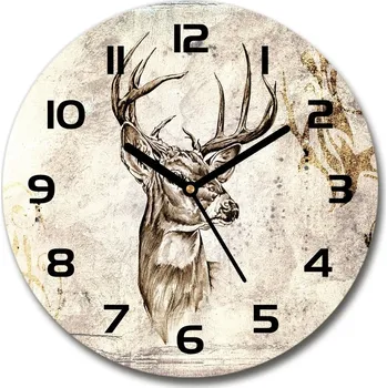 Hodiny Skleněné nástěnné hodiny kulaté Jelen