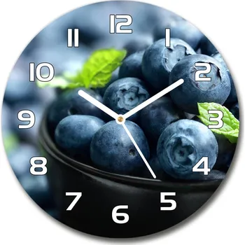 Hodiny Skleněné nástěnné hodiny kulaté Borůvky