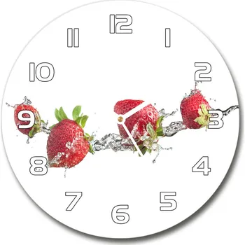 Hodiny Skleněné hodiny na stěnu Jahody a voda