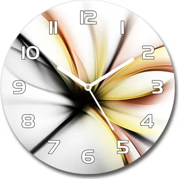 Hodiny Skleněné hodiny kulaté Abstrakce květina