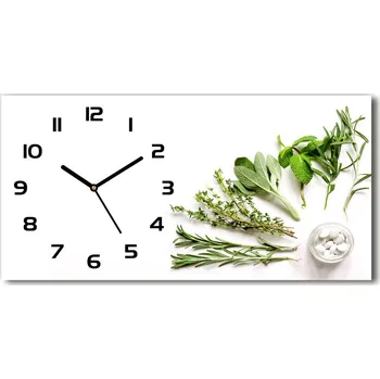 Hodiny Moderní skleněné hodiny na stěnu Bylinky