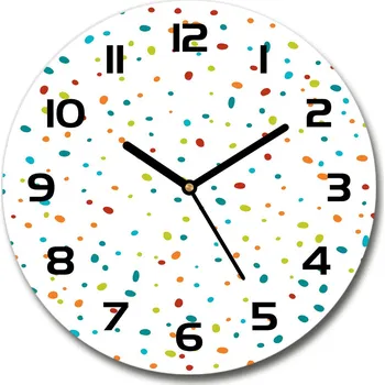 Hodiny Skleněné hodiny kulaté Barevné tečky