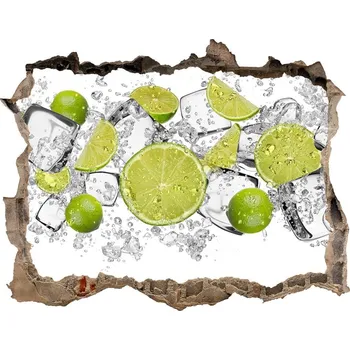 Fototapeta Nálepka 3D díra na zeď Limetka kostky ledu