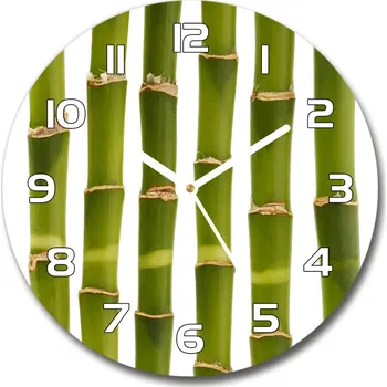 Hodiny Skleněné nástěnné hodiny kulaté Bambus