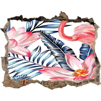 Fototapeta Díra 3D fototapeta nálepka Plameňáci a rostliny