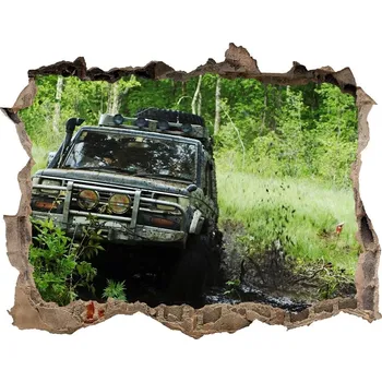 Fototapeta Foto fotografie díra na zeď Jeep v lese