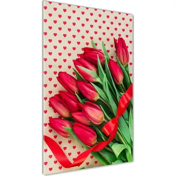 Obraz Vertikální Fotoobraz na skle Červené tulipány