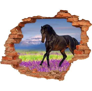 Fototapeta Fototapeta díra na zeď Kůň na poli levandule