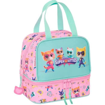 Set školních potřeb Taška na oběd SuperKitties Růžová Tyrkysová (20 x 20 x 15 cm)