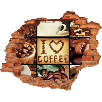 Fototapeta Nálepka 3D díra beton Káva koláž