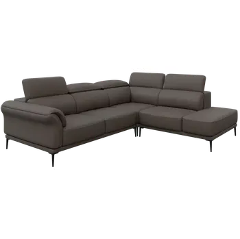 Sedací souprava SANTORINI, rohová sedací souprava, koženka šedá