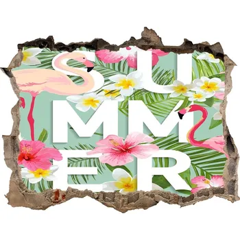 Fototapeta Fototapeta díra na zeď Prázdniny a plameňáci