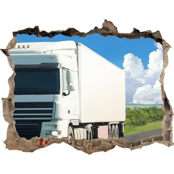 Fototapeta Fototapeta díra na zeď Bílý kamion