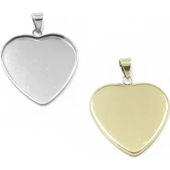 Materiál na výrobu šperku Přívěsek srdce s lůžkem 20mm - 1Ks - Nerez SL