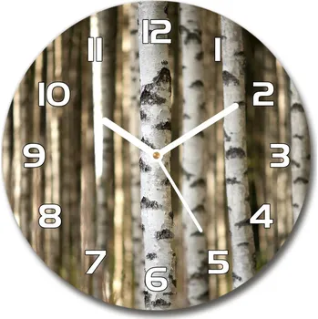 Hodiny Skleněné nástěnné hodiny kulaté Břízy