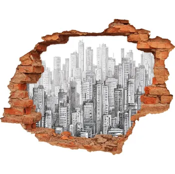 Fototapeta Fototapeta díra na zeď 3D Mrakodrapy