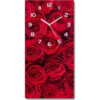 Hodiny Nástěnné skleněné hodiny Červená růže