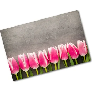 Kuchyňské prkénko Deska na krájení skleněná Růžové tulipány