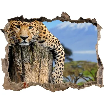 Fototapeta Díra 3D fototapeta na stěnu Levhard na kmeni