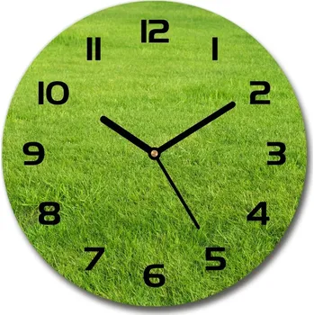 Hodiny Skleněné hodiny kulaté Zelená tráva