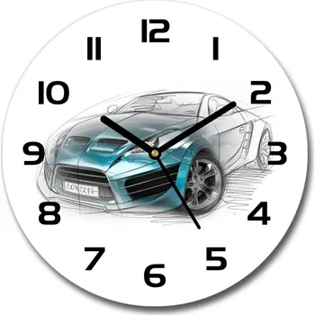 Hodiny Skleněné hodiny kulaté Náčrt auta