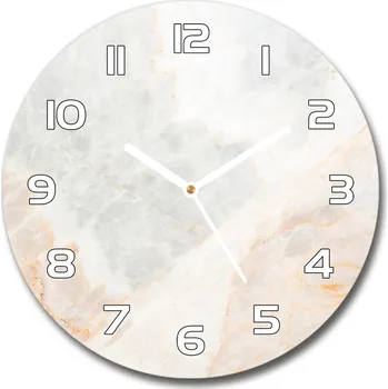Hodiny Skleněné nástěnné hodiny kulaté Mramor