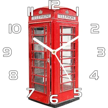 Hodiny Skleněné hodiny na stěnu Telefonní budka