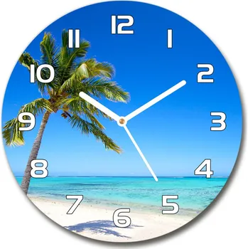 Hodiny Skleněné hodiny kulaté Tropická pláž