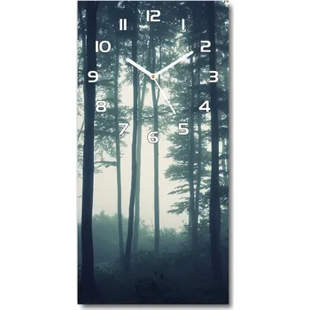Hodiny Nástěnné skleněné hodiny Mlha v lese