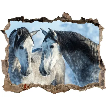 Fototapeta Díra 3D fototapeta nálepka Šedí koně zima