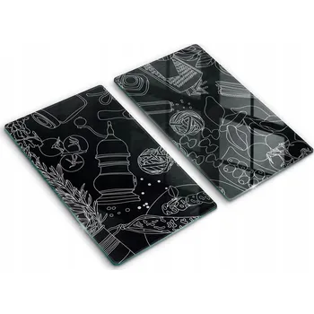 Příslušenství pro sporák Tvrzené Skleněné Kryty na Sporák s Grafikou 2x30x52 cm Kuchyňské příslušenství