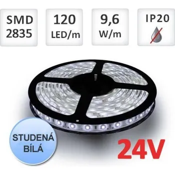 LED páska Optonica LED pásek 5m 24V 120ks 2835 9.6W/m STUDENÁ BÍLÁ