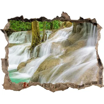 Fototapeta Díra 3D ve zdi nálepka Vodopády