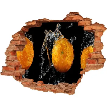 Fototapeta Nálepka 3D díra beton Pomeranče a voda