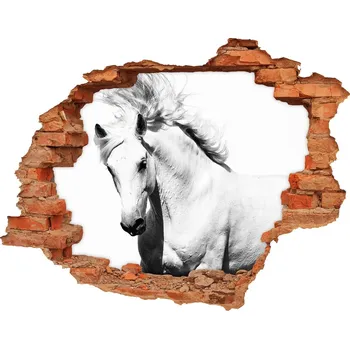 Fototapeta Fototapeta díra na zeď Bílý kůň