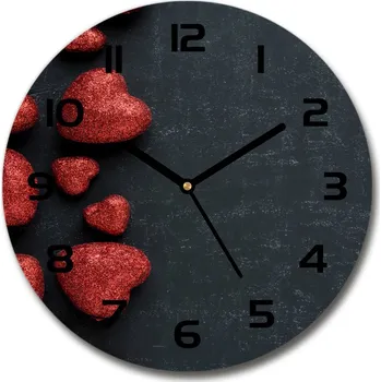 Hodiny Skleněné hodiny kulaté Srdce na tabuli