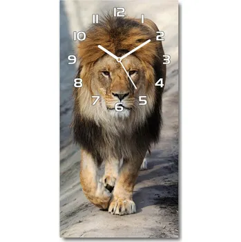 Hodiny Moderní skleněné hodiny na stěnu Levandule na dřevě