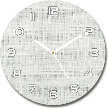 Hodiny Skleněné hodiny kulaté Lněné bílé plátno