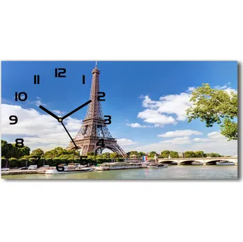 Hodiny Skleněné hodiny na stěnu Eiffelova věž Paříž