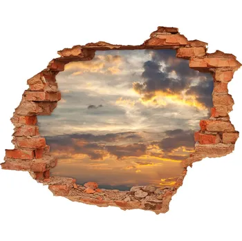 Fototapeta Díra 3D ve zdi nálepka Západ slunce