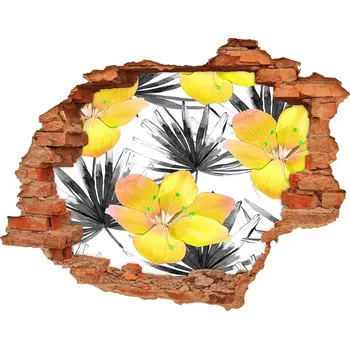 Fototapeta Nálepka 3D díra beton Tropické květiny