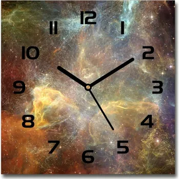 Hodiny Skleněné nástěnné hodiny čtverec Vesmír