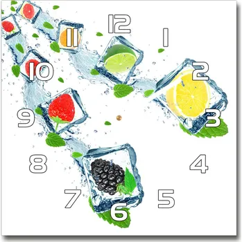 Hodiny Skleněné hodiny čtverec Ovoce v kostkách