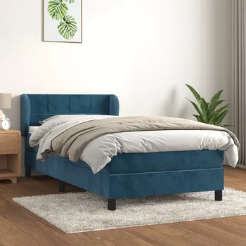 Ložnice vidaXL Box spring postel s matrací 90x190 cm samet [3127466] Barva: Tmavě moddrá