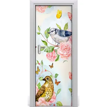 Fototapeta Samolepící fototapeta na dveře Motýli květiny 85x205 cm