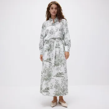 Dámské oblečení Reserved - Bavlněná midi sukně - světle olivová - YS111-81X - YS111-81X-M