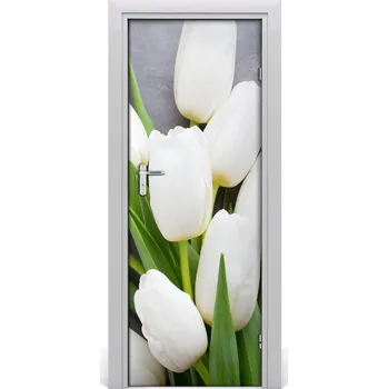 Fototapeta Samolepící fototapeta na dveře Bílé krokusy 75x205 cm