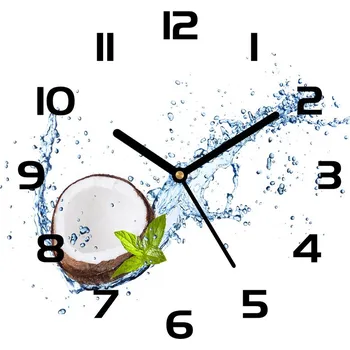 Hodiny Skleněné hodiny čtverec Kokos a voda