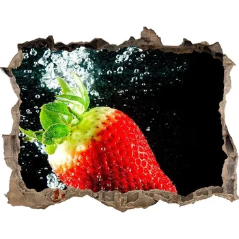 Fototapeta Nálepka 3D díra na zeď Jahoda pod vodou