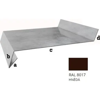 okap BLIX Hliník tl. 0,6 mm Parapet r.š. 210 RAL 8017 Hnědá
